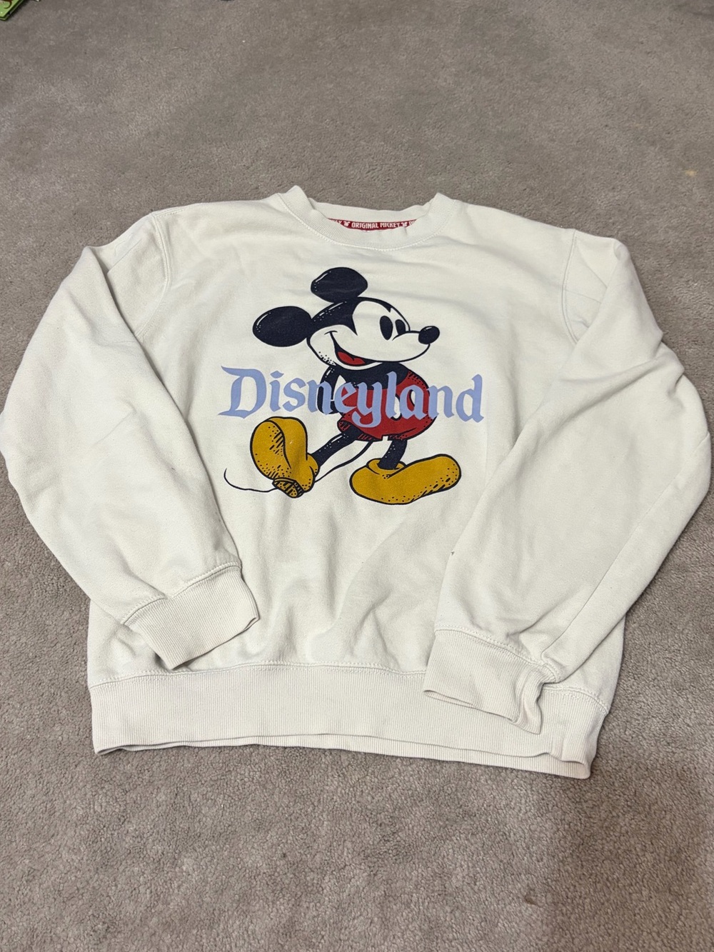 Disney Cream Crewneck with Mickey Graphic and Yellow Shoes